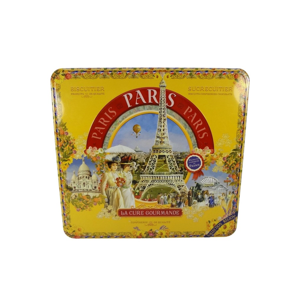 La Cure Gourmande Paris Tin Yellow French Landmark‎ Belle Epoque Metal Box